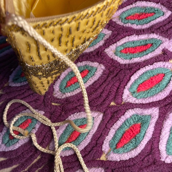 Vintage yellow magid hand bag glamour sparkle beaded design fancy pretty - Picture 3 of 12